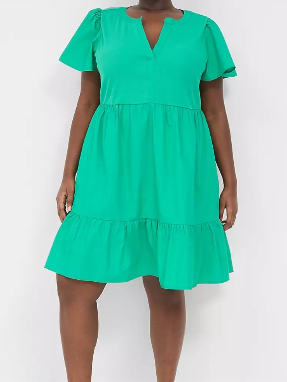 Lane Bryant Split Neck Tiered Dress With Pockets